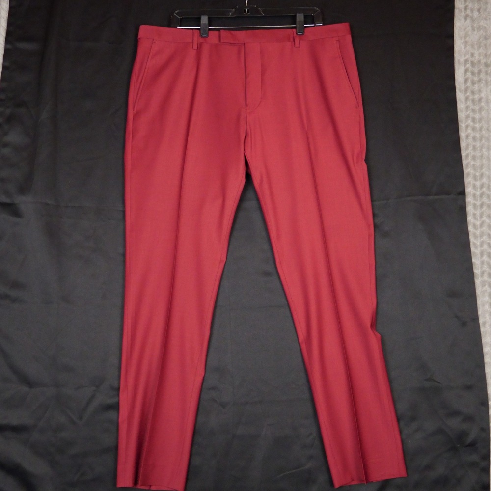 Twisted Tailor Dress Pants Mens 40R Red Burgundy Wool Blend Slim Suit Trousers